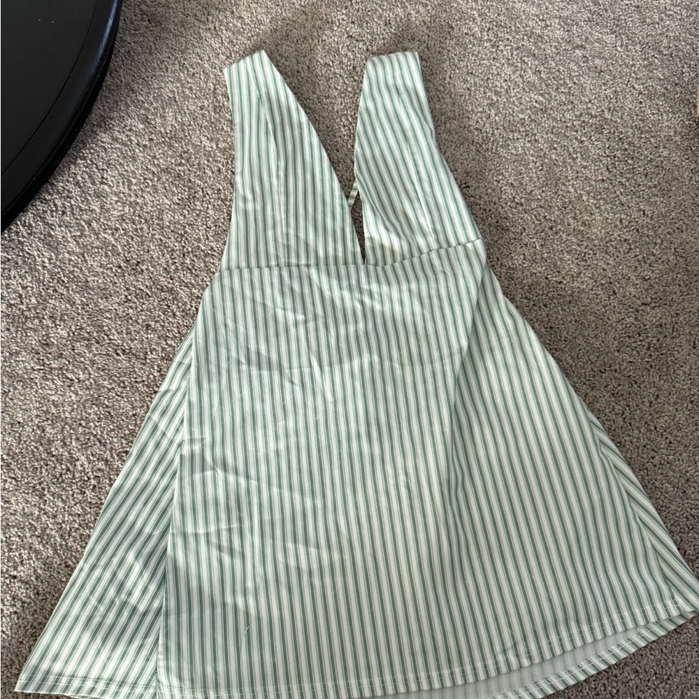 Zaful Green and White Striped Dress